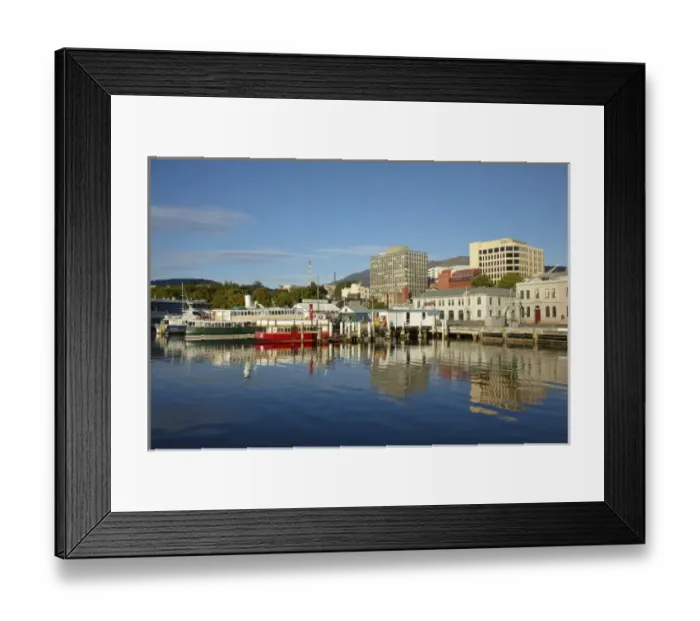 Framed Print : Australia, Tasmania, Hobart, Mt Wellington, Hobart Central Business District, and Tour Boats, Reflected Framed Print : Australia, Tasmania, Hobart, Mt Wellington, Hobart Central Business District, and Tour Boats, Reflected