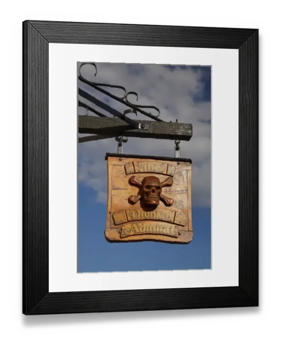 Framed Print : Sign on The Drunken Admiral Pub, Hunter Street, Victoria Dock, Hobart, Tasmania