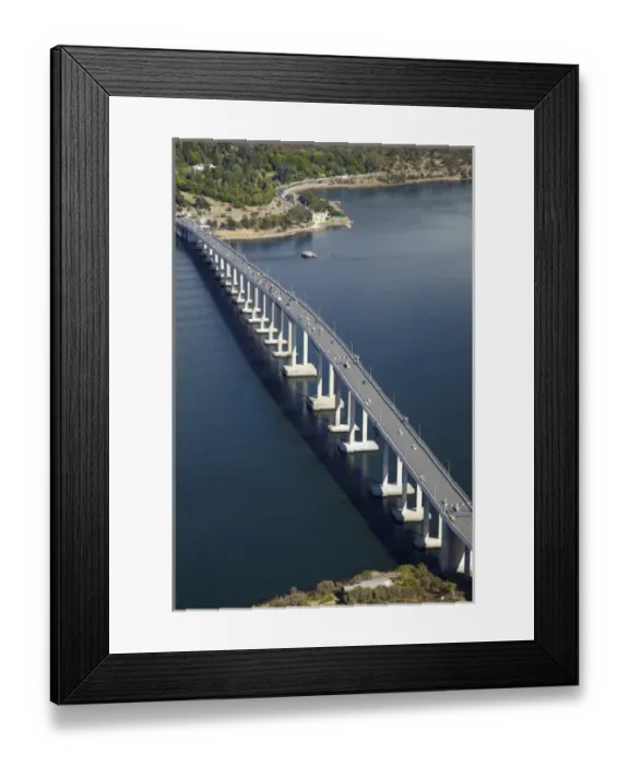 Framed Print : Tasman Bridge, River Derwent, Hobart, Tasmania, Australia - aerial Framed Print : Tasman Bridge, River Derwent, Hobart, Tasmania, Australia - aerial