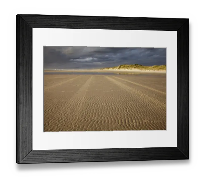 Framed Print : Australia. Sand Ripples, Tire Tracks, and Storm Clouds Framed Print : Australia. Sand Ripples, Tire Tracks, and Storm Clouds