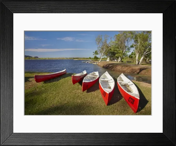 Framed Print : Canoes, Kimberleyland Holiday Park, Lily Creek Lagoon, Lake Kununurra, Kununurra