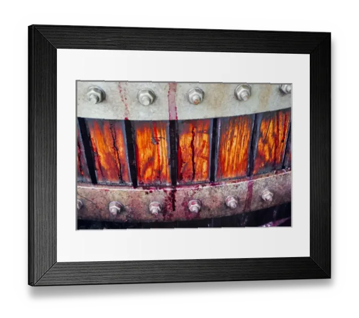 Framed Print : Australia, Barossa Valley, Krondorf. Close-up of new hydraulic presses replicating