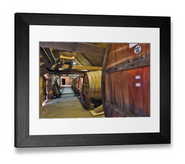 Framed Print : Australia, Barossa Valley, Krondorf. Large wooden kegs at Rockford Wines, which makes