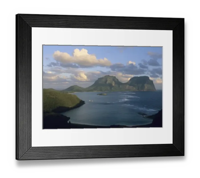 Framed Print : New South Wales lagoon, Mts Lidgbird & Gower, Lord Howe Is, World Heritage Site Framed Print : New South Wales lagoon, Mts Lidgbird & Gower, Lord Howe Is, World Heritage Site