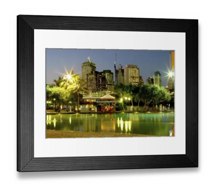 Framed Print : Brisbane, Australia. A man made beach lagoon, located on the South Bank at Brisbane s Framed Print : Brisbane, Australia. A man made beach lagoon, located on the South Bank at Brisbane s