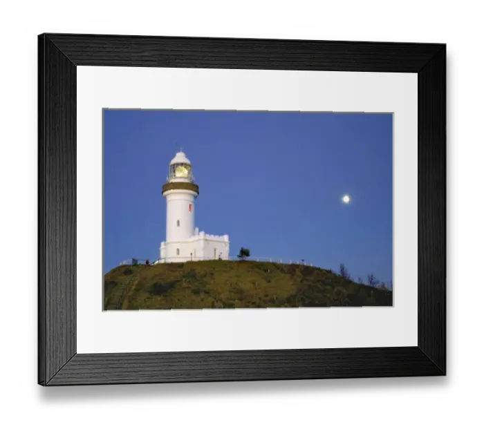 Framed Print : Byron Bay, Australia. Byron Bays famous lighthouse landmark Framed Print : Byron Bay, Australia. Byron Bays famous lighthouse landmark