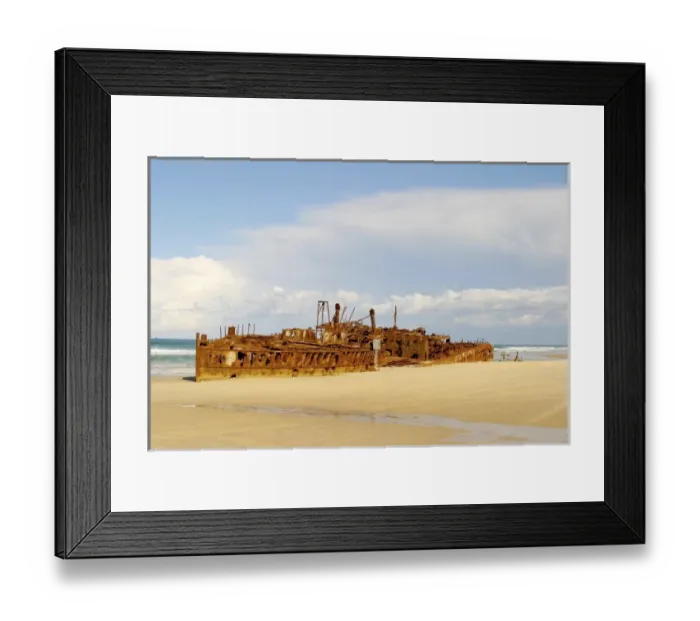 Framed Print : Australia. Fraser Island, Australia. Frasers most famous shipwreck shown