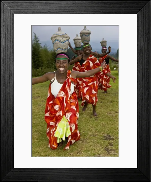 Framed Print : Africa. Rwanda. Young Hutu dancers perform traditional dancing at the Mountain Gorilla