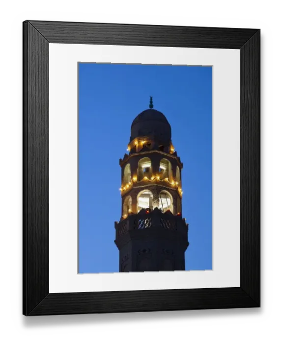 Framed Print : Tunisia, The Jerid Area, Tozeur, Avenue Habib Bourguiba, Mosque el-Ferdous, evening Framed Print : Tunisia, The Jerid Area, Tozeur, Avenue Habib Bourguiba, Mosque el-Ferdous, evening
