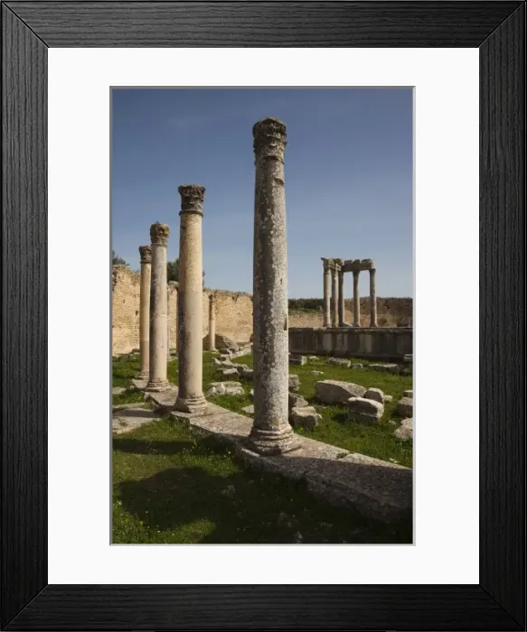 Framed Print : Tunisia, Central Western Tunisia, Dougga, Roman-era city ruins, UNESCO site, Temple