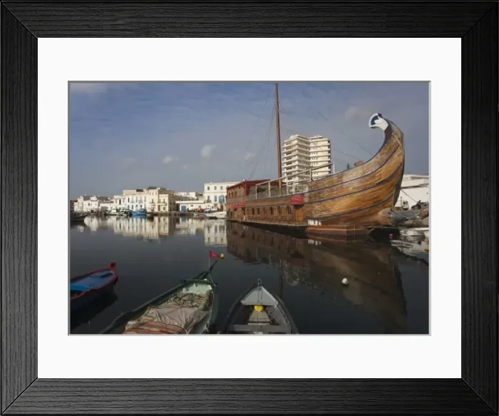 Framed Print : Tunisia, Northern Tunisia, Bizerte, Old Port, Le Phenicien floating restaurant Framed Print : Tunisia, Northern Tunisia, Bizerte, Old Port, Le Phenicien floating restaurant