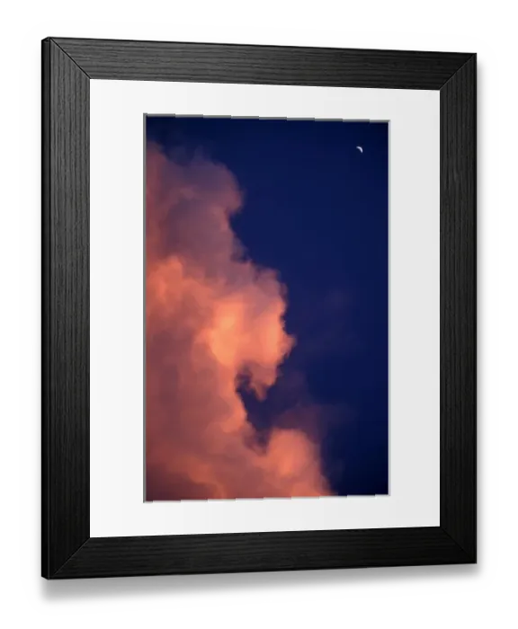 Framed Print : Africa, Zimbabwe, Victoria Falls National Park, Gibbous moon and clearing storm clouds