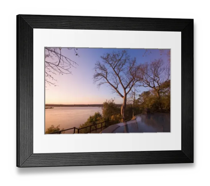 Framed Print : The River Club lodge, sunset on Zambesi River, Zambia Framed Print : The River Club lodge, sunset on Zambesi River, Zambia