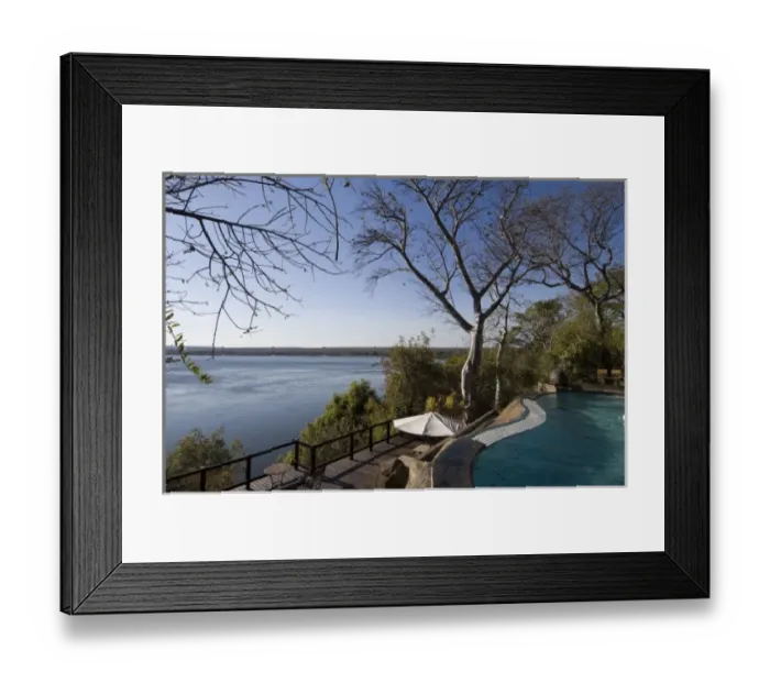 Framed Print : The River Club lodge, Zambesi River, Zambia