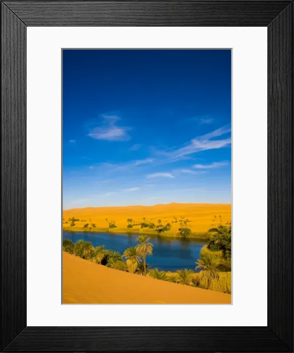 Framed Print : Libya, Fezzan, desert Erg Ubari, Gabraoun lake