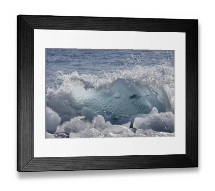 Framed Print : UK Territory, South Georgia Island, Wirik Bay. Wave crashes into ice on beach Framed Print : UK Territory, South Georgia Island, Wirik Bay. Wave crashes into ice on beach