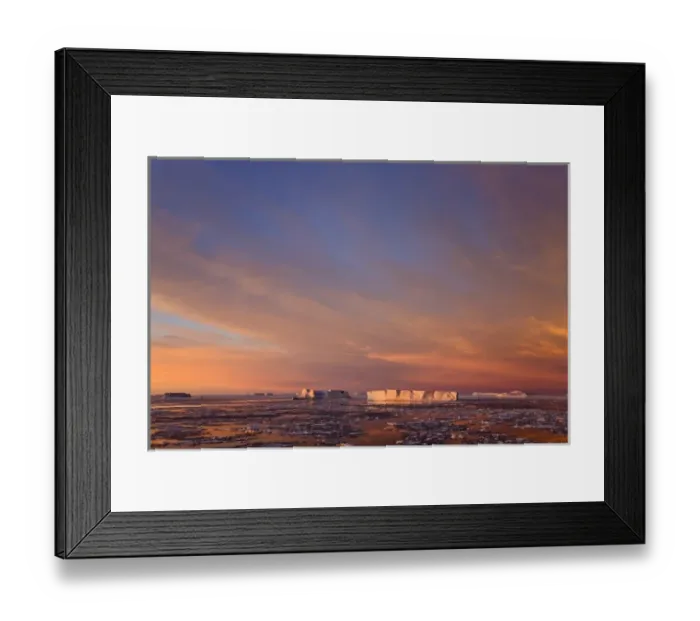 Framed Print : Huge iceberg and ice floes in the ocean at sunrise, Antarctica Framed Print : Huge iceberg and ice floes in the ocean at sunrise, Antarctica