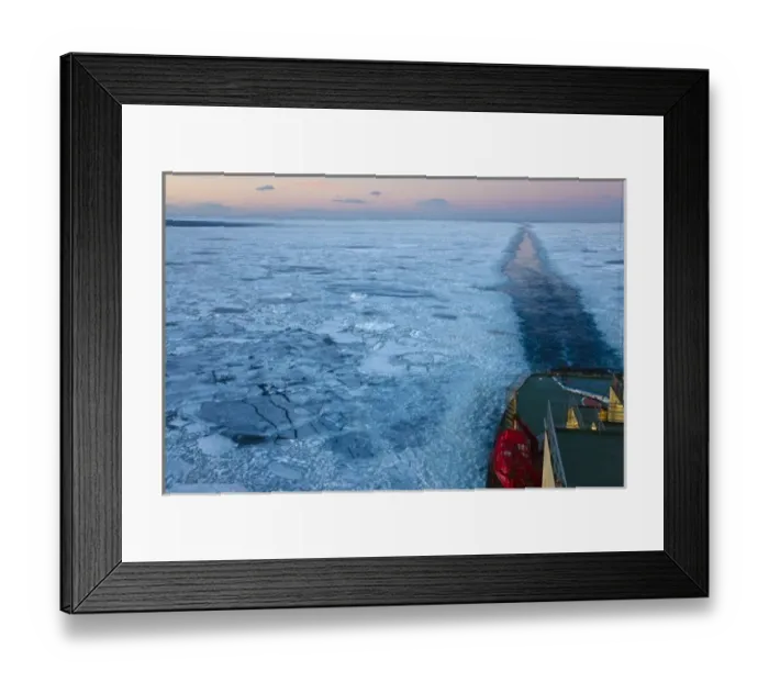 Framed Print : Track left by Icebreaker on the ocean covered with ice floes, Antarctica