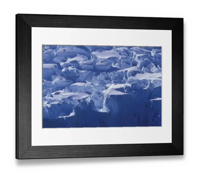 Framed Print : Antarctica, Livingston Island, Heavily crevassed tidewater glaciers line coastline Framed Print : Antarctica, Livingston Island, Heavily crevassed tidewater glaciers line coastline