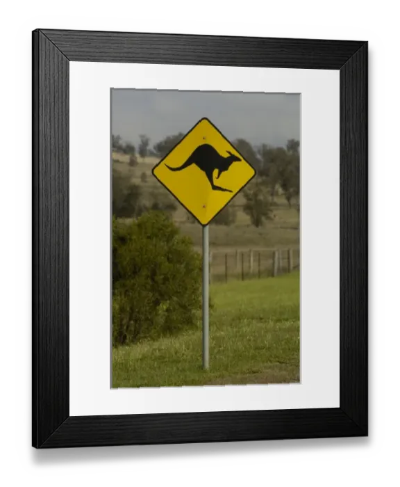 Framed Print : Australia. Beware of Kangaroos crossing sign. AUSTRALIA Framed Print : Australia. Beware of Kangaroos crossing sign. AUSTRALIA