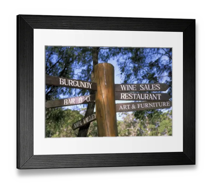 Framed Print : Australia, Margaret River. Signpost, Leeuwing Estate Winery Framed Print : Australia, Margaret River. Signpost, Leeuwing Estate Winery