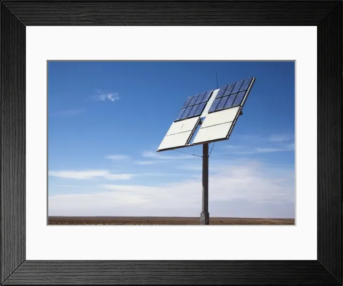 Framed Print : Australia, South Australia, Coober Pedy, Solar panel in outback desert along empty Framed Print : Australia, South Australia, Coober Pedy, Solar panel in outback desert along empty