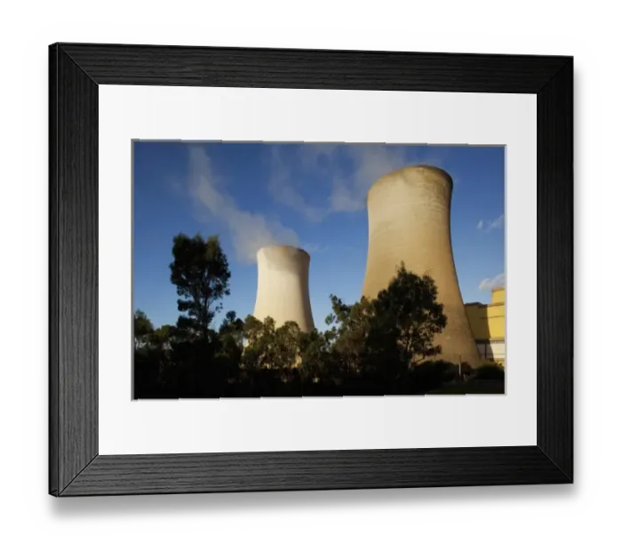 Framed Print : Australia, Victoria, Yallourn, Steam rises from cooling towers at coal-fired Tru Framed Print : Australia, Victoria, Yallourn, Steam rises from cooling towers at coal-fired Tru