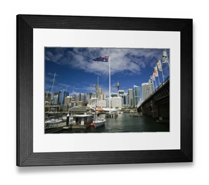 Framed Print : Australia, New South Wales (NSW), Sydney. City Skyline from Darling Harbour Framed Print : Australia, New South Wales (NSW), Sydney. City Skyline from Darling Harbour