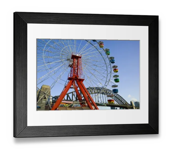Framed Print : Australia, New South Wales (NSW), Sydney. Sydney Harbour Bridge and Luna Park Amusement