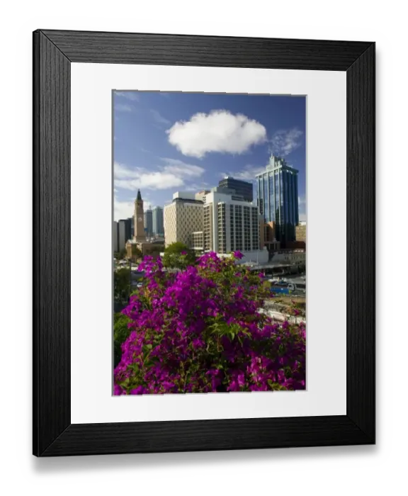 Framed Print : Australia, Queensland, Brisbane. Morning View towards Brisbane City Hall along Albert Street Framed Print : Australia, Queensland, Brisbane. Morning View towards Brisbane City Hall along Albert Street