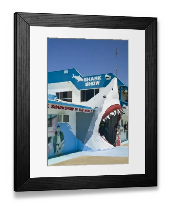 Framed Print : Australia, Queensland, Fraser Coast, Hervey Bay. Entrance to the Shark Show Framed Print : Australia, Queensland, Fraser Coast, Hervey Bay. Entrance to the Shark Show