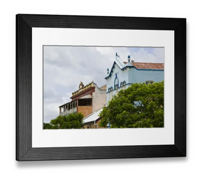 Framed Print : Australia, Queensland, Fraser Coast, Maryborough. Buildings along Wharf Street Framed Print : Australia, Queensland, Fraser Coast, Maryborough. Buildings along Wharf Street
