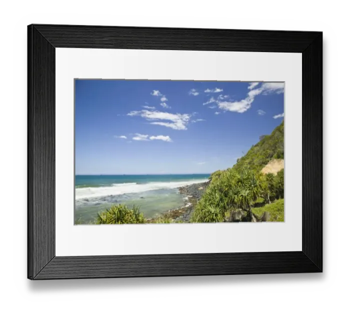 Framed Print : Australia, Queensland, Gold Coast, Burleigh Heads. Seaside View from Burleigh Head National Park Framed Print : Australia, Queensland, Gold Coast, Burleigh Heads. Seaside View from Burleigh Head National Park