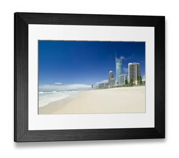 Framed Print : Australia, Queensland, Gold Coast, Surfers Paradise, Highrise buildings along Framed Print : Australia, Queensland, Gold Coast, Surfers Paradise, Highrise buildings along