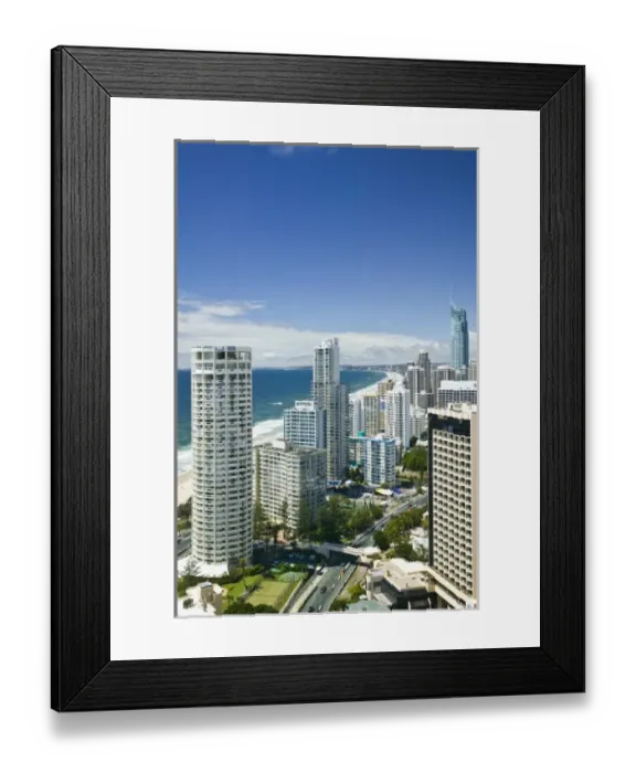 Framed Print : Australia, Queensland, Gold Coast, Surfers Paradise. High Overhead View of Surfer s Framed Print : Australia, Queensland, Gold Coast, Surfers Paradise. High Overhead View of Surfer s