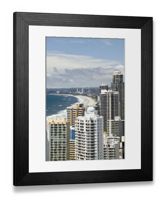 Framed Print : Australia, Queensland, Gold Coast, Surfers Paradise. High Overhead View of Surfer s Framed Print : Australia, Queensland, Gold Coast, Surfers Paradise. High Overhead View of Surfer s
