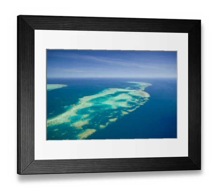 Framed Print : Australia, Queensland, North Coast, Cairns Area. The Great Barrier Reef- Aerial View of Elford Reef