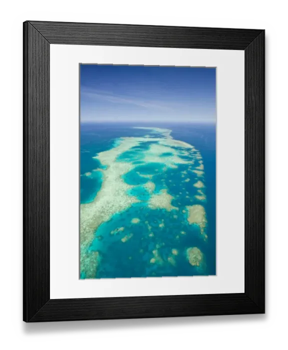 Framed Print : Australia, Queensland, North Coast, Cairns Area. The Great Barrier Reef- Aerial View of Elford Reef