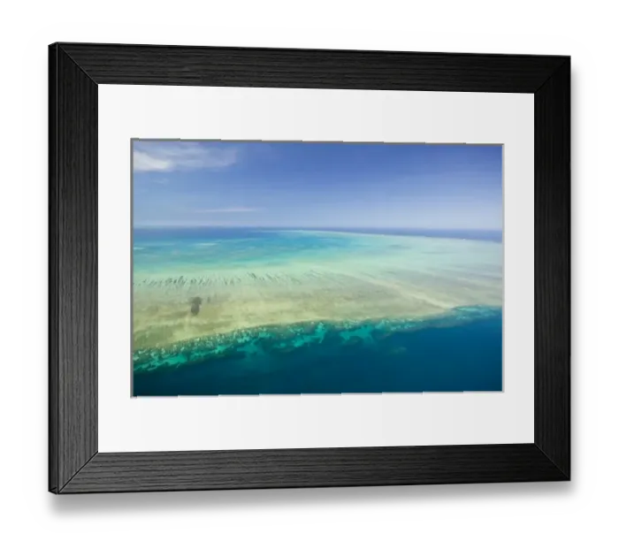Framed Print : Australia, Queensland, North Coast, Cairns Area. The Great Barrier Reef- Aerial View
