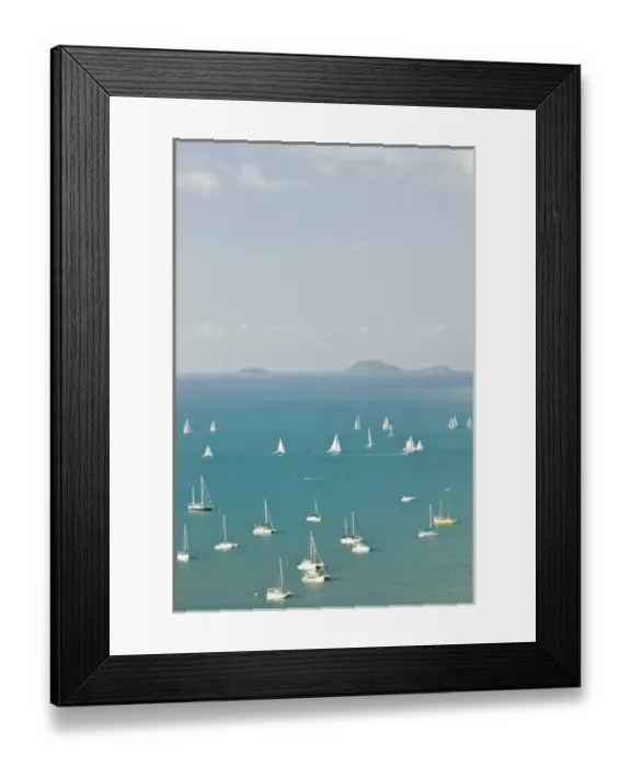 Framed Print : Australia, Queensland, Whitsunday Coast, Airlie Beach. Sailbots in the Harbor