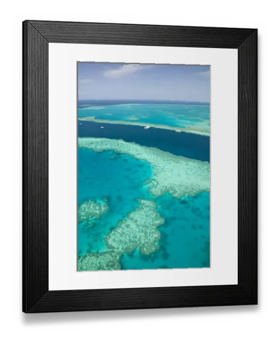 Framed Print : Australia, Queensland, Whitsunday Coast, Great Barrier Reef. Aerial of the Great Framed Print : Australia, Queensland, Whitsunday Coast, Great Barrier Reef. Aerial of the Great