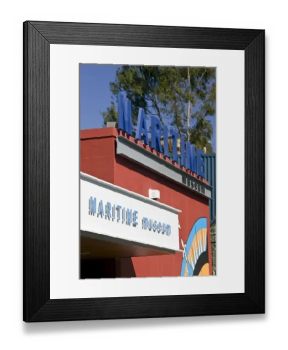 Framed Print : Australia, State of Queensland, Brisbane. Southbank District--sign for the Brisbane Maritime Museum