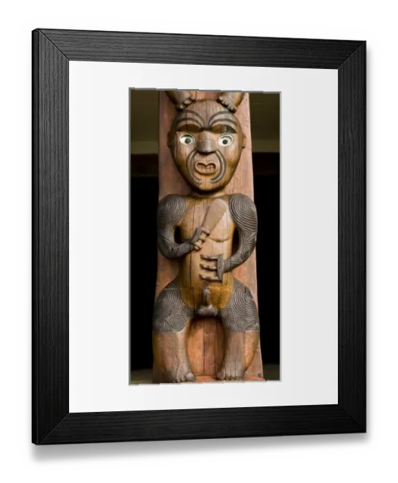 Framed Print : New Zealand, Auckland Region, Waitakere Ranges Regional Park. Part of a Pou guardian Framed Print : New Zealand, Auckland Region, Waitakere Ranges Regional Park. Part of a Pou guardian