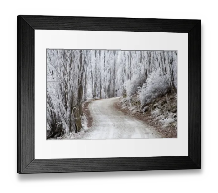 Framed Print : Hoar Frost and Road by Butchers Dam, near Alexandra, Central Otago, South Island Framed Print : Hoar Frost and Road by Butchers Dam, near Alexandra, Central Otago, South Island