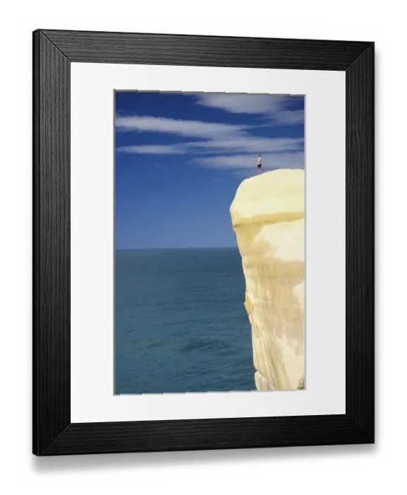 Framed Print : Person on cliff top, Tunnel Beach, Dunedin, New Zealand Framed Print : Person on cliff top, Tunnel Beach, Dunedin, New Zealand