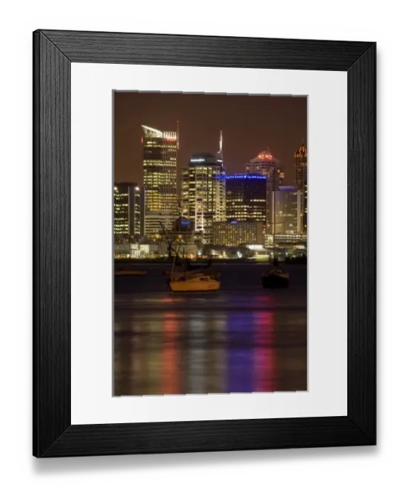 Framed Print : Auckland Central Business District and Waitemata Harbour, North Island, New Zealand