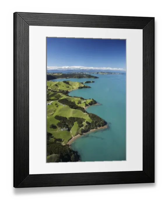 Framed Print : Waiheke Island, Auckland, North Island, New Zealand - Aerial