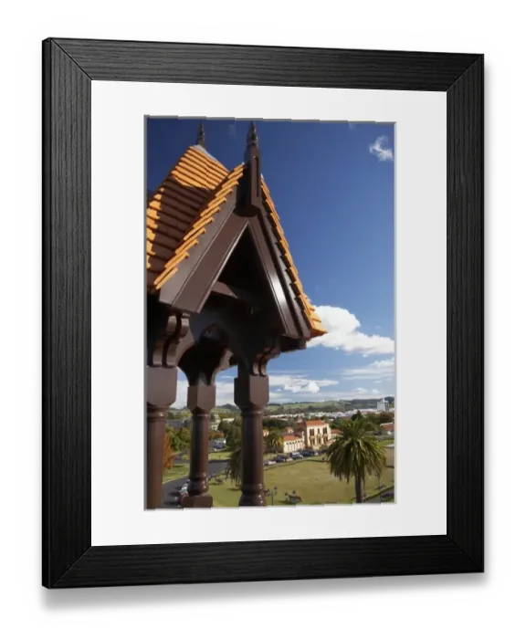 Framed Print : View over Blue Baths and Government Gardens from Bath House, Rotorua, North Island