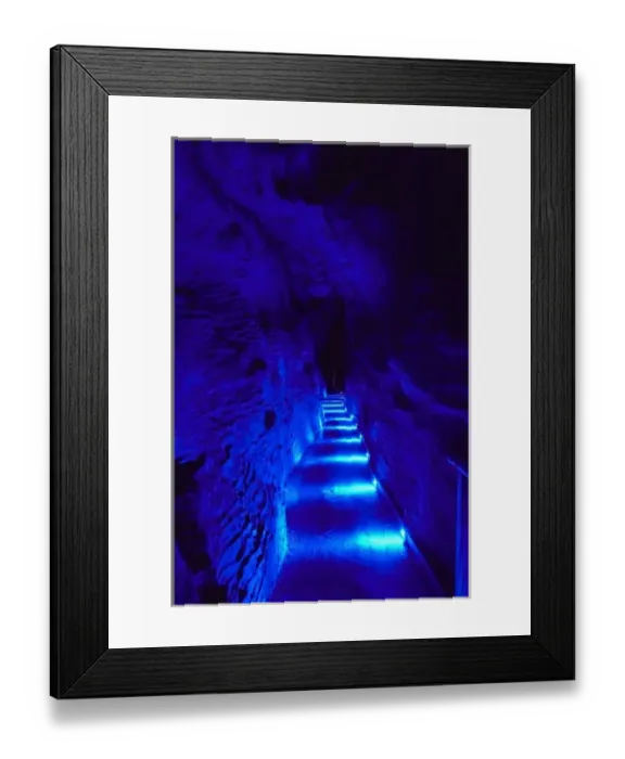 Framed Print : Blue Lights, Ruakuri Caves, Waitomo, King Country, North Island, New Zealand