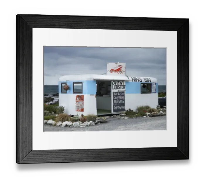 Framed Print : Nins Bin Lobster Caravan, Kaikoura Coast, Marlborough, South Island, New Zealand Framed Print : Nins Bin Lobster Caravan, Kaikoura Coast, Marlborough, South Island, New Zealand